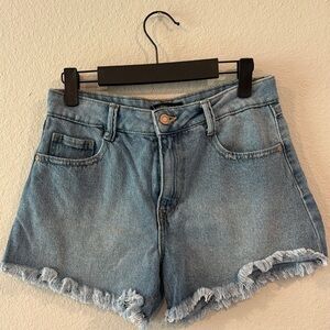 Sincerely Jules Blue Jean Shorts Distressed Frayed Hem